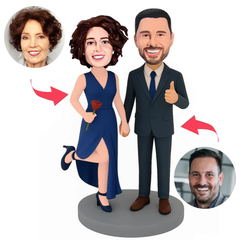 Paar in Abendkleidung mit Rosen Benutzerdefinierte Bobbleheads