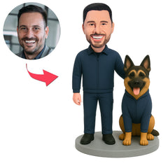 Mann und Deutscher Schäferhund Kundenspezifische Bobbleheads