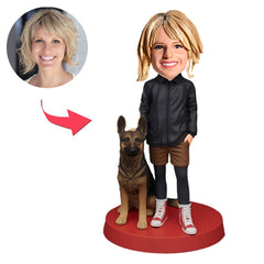 Frau und Deutscher Schäferhund Benutzerdefinierte Bobbleheads