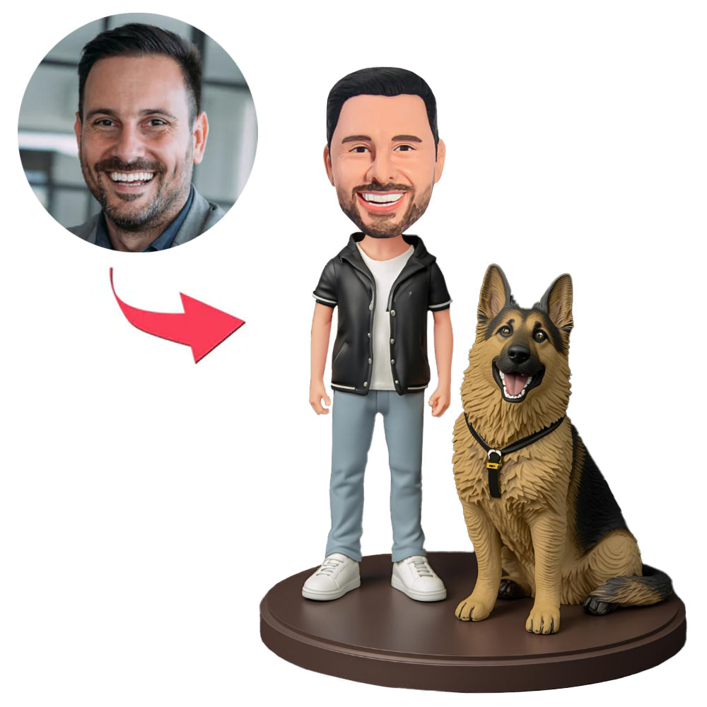 Besitzer und Deutscher Schäferhund Benutzerdefinierte Bobbleheads