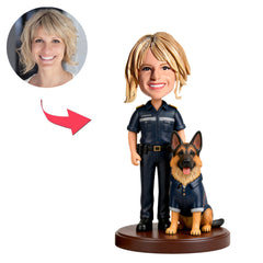 Polizistin und Deutscher Schäferhund Benutzerdefinierte Bobbleheads