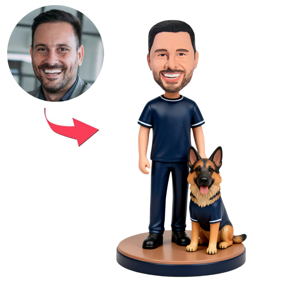 Hundeliebhaber mit Deutschem Schäferhund Benutzerdefinierte Bobbleheads