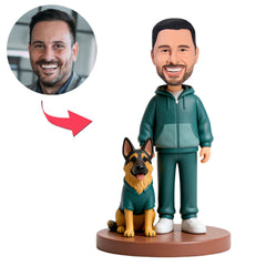 Besitzer und Deutscher Schäferhund in derselben Kleidung Benutzerdefinierte Bobbleheads