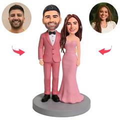 Das Paar trug rosa Outfits Benutzerdefinierte Bobbleheads