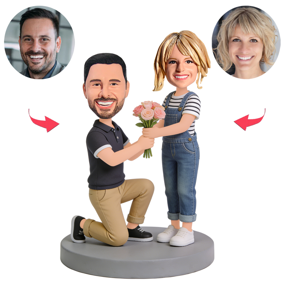 Paare, die Blumen schenken Benutzerdefinierte Bobbleheads