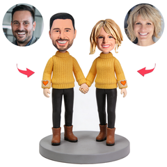 Gelbes Strickpaar Benutzerdefinierte Bobbleheads