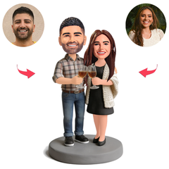 Paar mit Weingläsern Benutzerdefinierte Bobbleheads