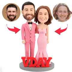 Rosa Hochzeit Paar Benutzerdefinierte Bobbleheads