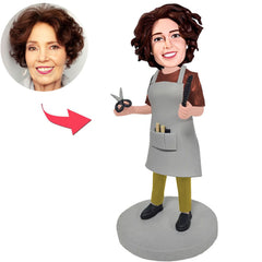 Weiblicher Friseur kundenspezifische Bobbleheads addieren Text