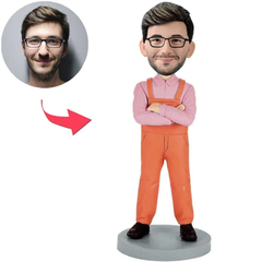 Ingenieur trägt Schutzhelm Kundenspezifische Bobbleheads mit graviertem Text Tragen Sie einen Schutzhelm