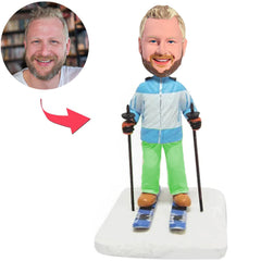 Ski Man Custom Bobbleheads With Engraved Text