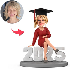 Glückliche Abschlussfrau Auf 2025 Eingestellt Benutzerdefinierte Wackelköpfe