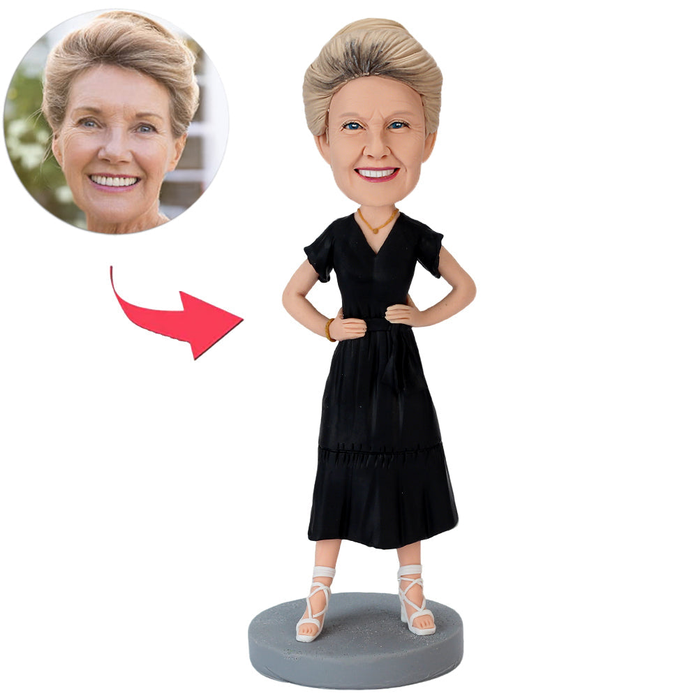 Geschenke zum Muttertag Frau im schwarzen Kleid Benutzerdefinierte Wackelköpfe