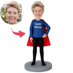 Geschenke Zum Muttertag Coole Supermama Im Blauen Hemd Benutzerdefinierte Bobbleheads