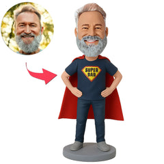 Dunkelblauer Anzug Super Papa Benutzerdefinierte Wackelköpfe