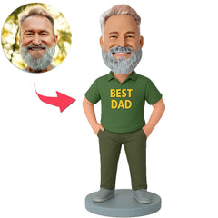 Grüner Anzug Bester Papa Benutzerdefinierte Wackelköpfe
