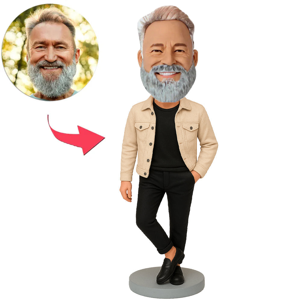 Mann in beiger Jacke Benutzerdefinierte Wackelköpfe