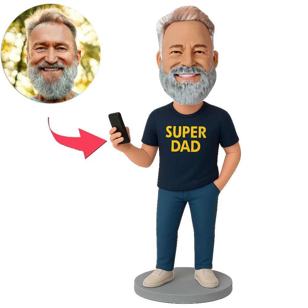 Super Papa mit Telefon Benutzerdefinierte Wackelköpfe