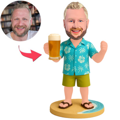 Mann im Hawaiihemd mit Bierkrug Benutzerdefinierte Bobbleheads