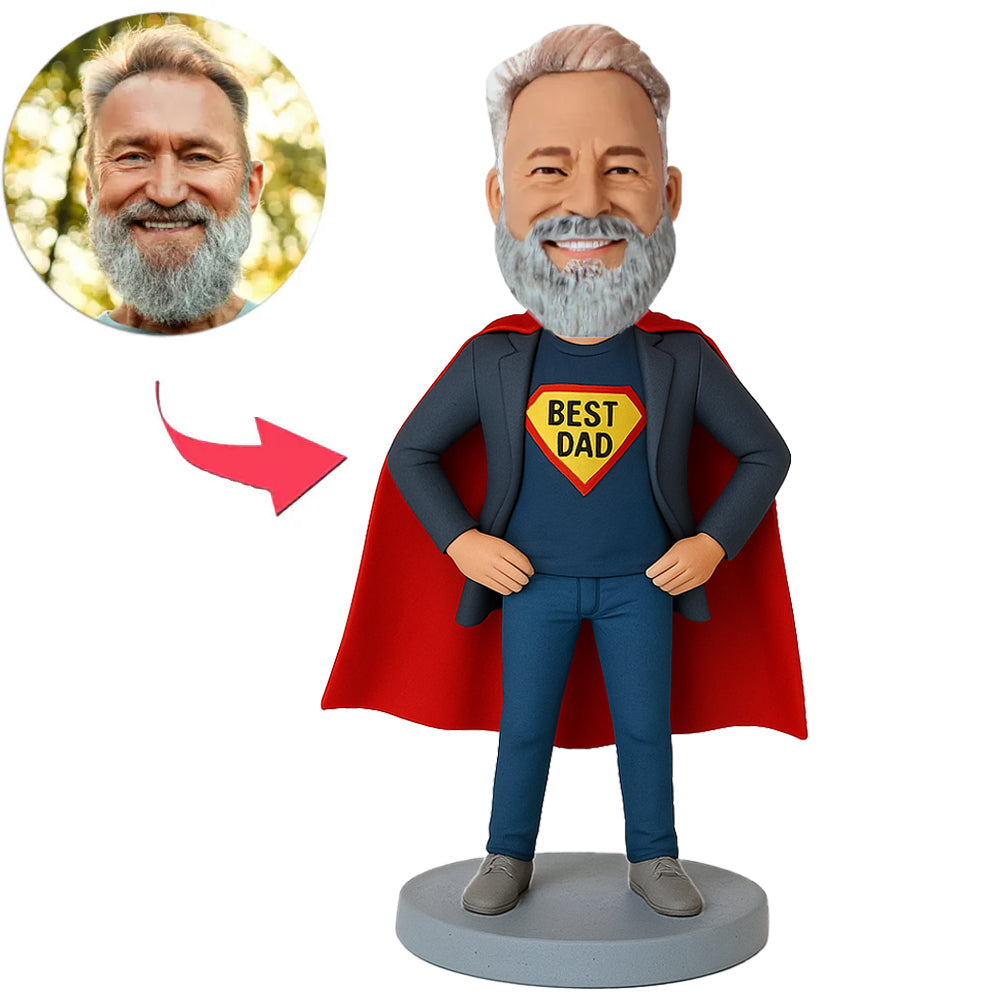 Bester Papa Trägt Dunkelblauen Kap Anzug Benutzerdefinierte Wackelköpfe