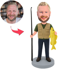 Mann mit großem goldenem Fisch Benutzerdefinierte Bobbleheads