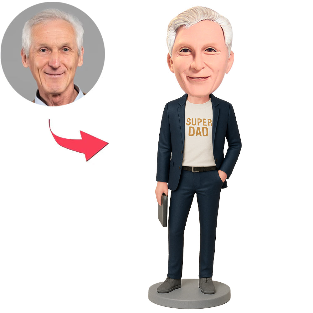 Super Papa Boss hält Tablet Benutzerdefinierte Wackelköpfe