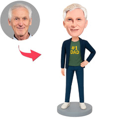 #1 Papa Dunkelblauer Anzug Benutzerdefinierte Wackelköpfe