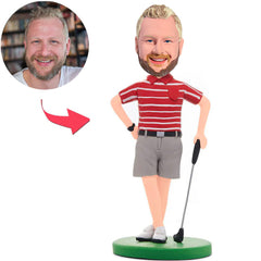 Golfspieler, der im roten Hemd aufwirft Kundenspezifische Bobbleheads