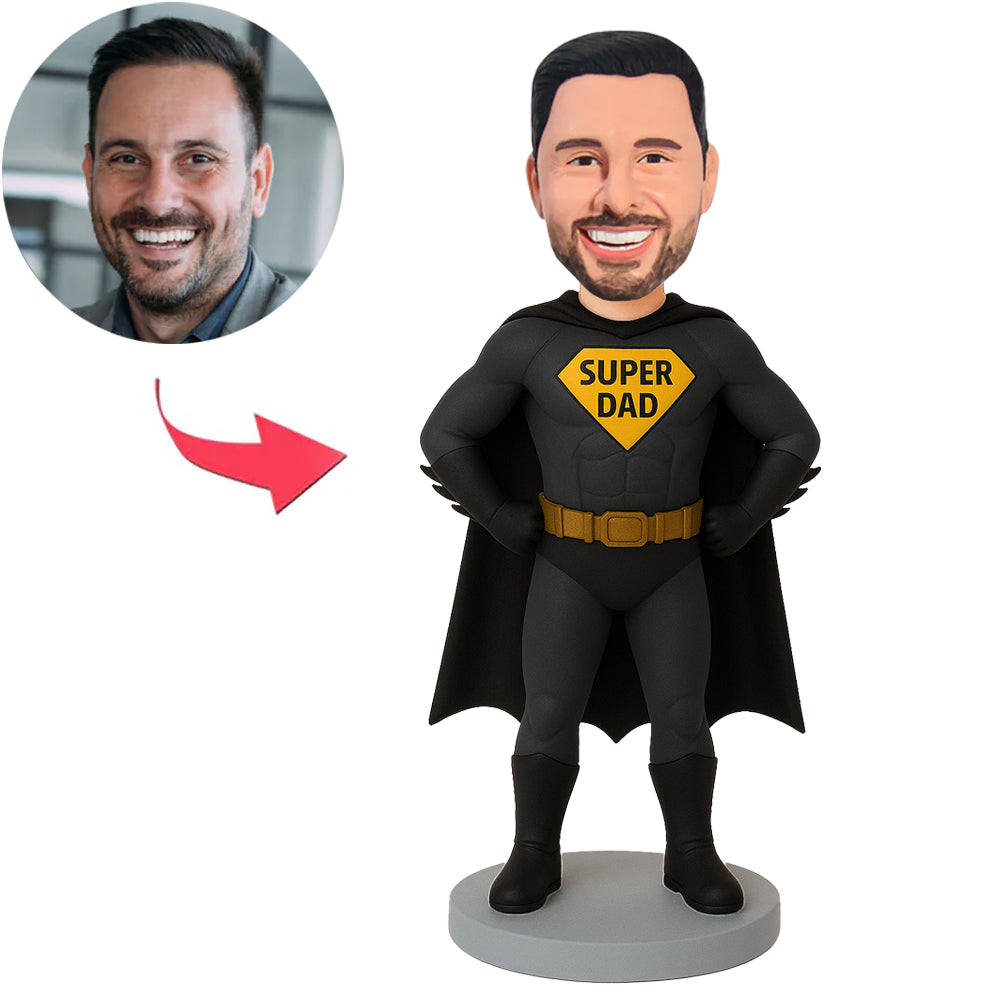Schwarzer Anzug Super Papa Benutzerdefinierte Wackelköpfe