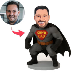 Black Suit Strong Super Dad Custom Bobbleheads
