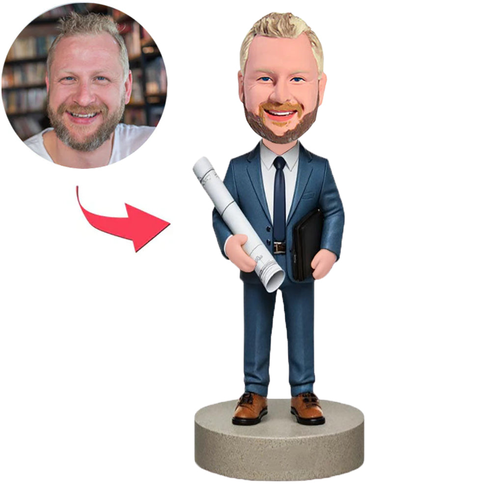 Ingenieur mit Bauplänen Benutzerdefinierte Bobbleheads