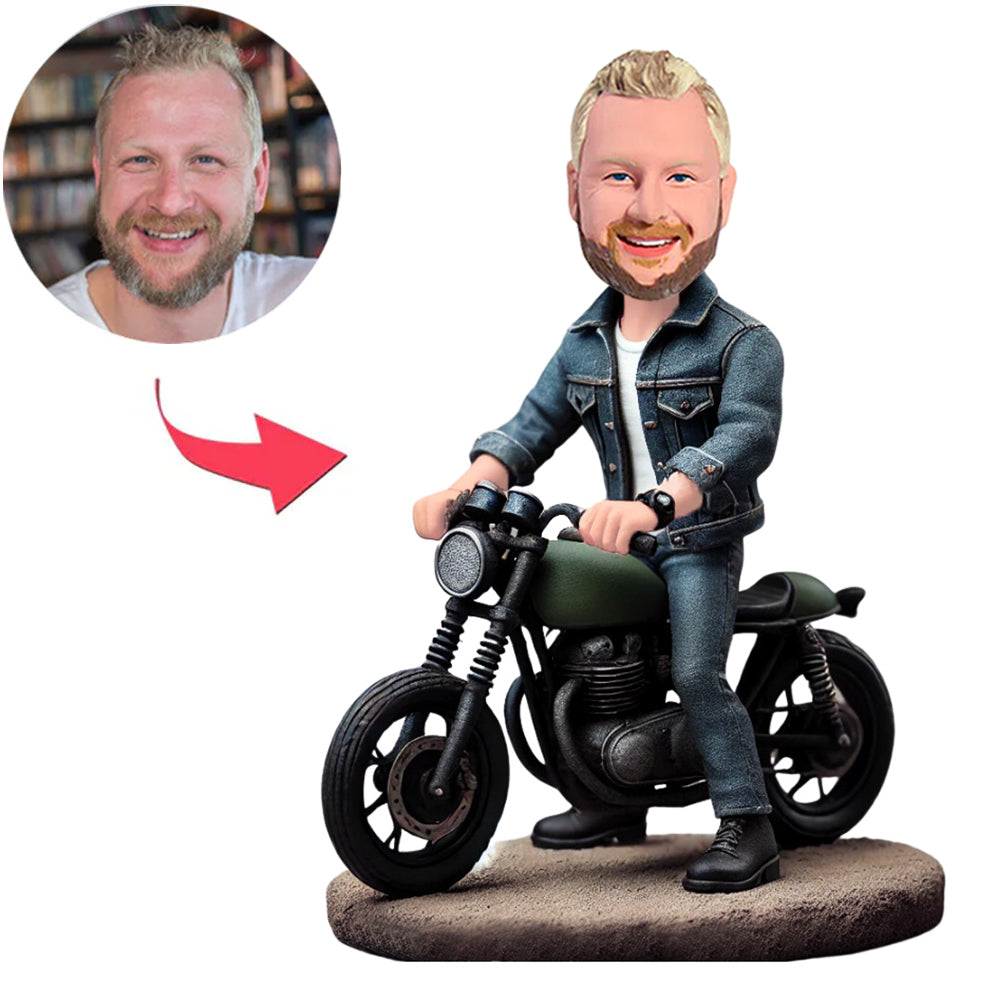 Cooler Mann auf Motorrad Benutzerdefinierte Bobbleheads