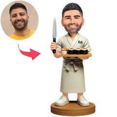 Sushi Koch mit Messer Benutzerdefinierte Bobbleheads