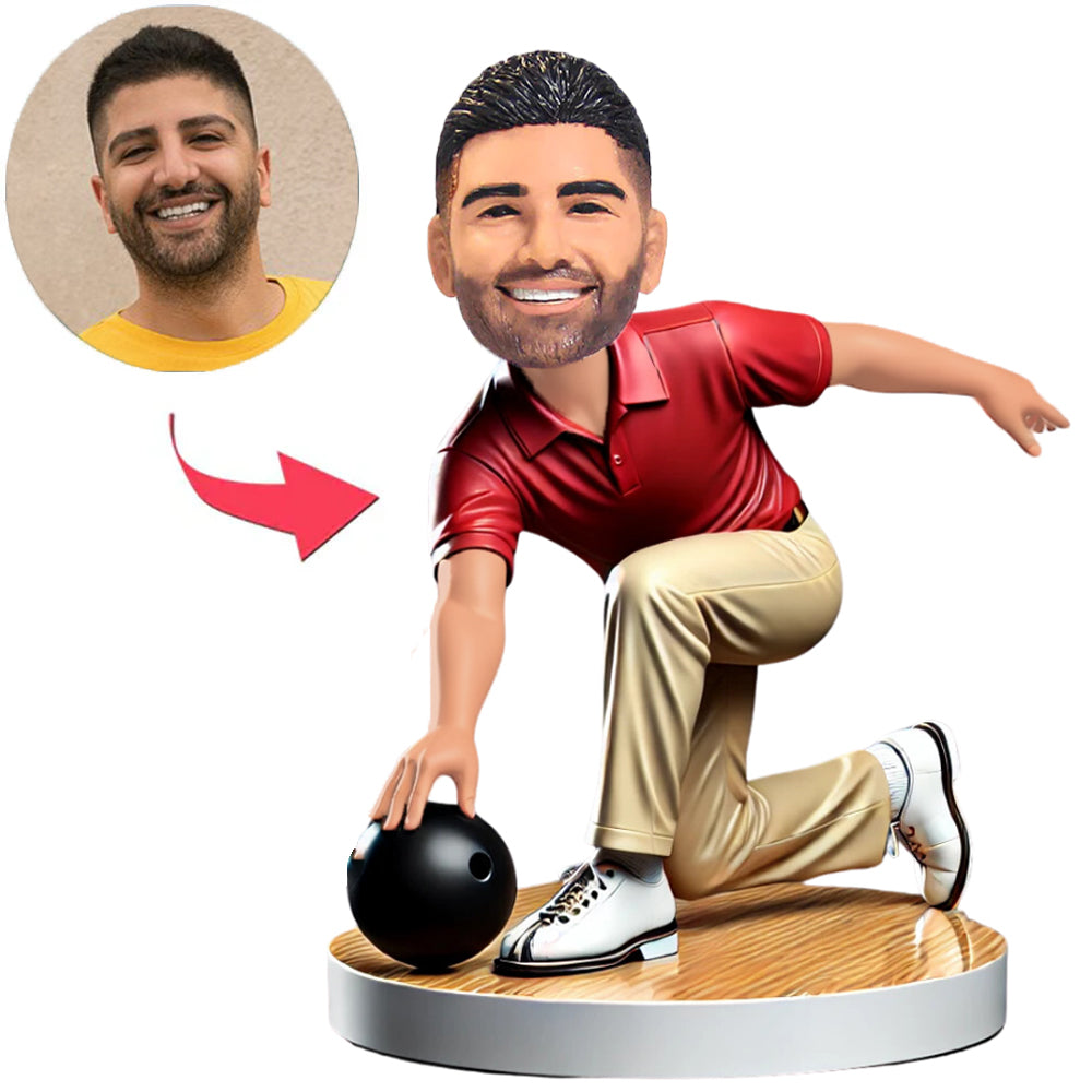 Bowling Spieler in rotem Hemd Benutzerdefinierte Bobbleheads