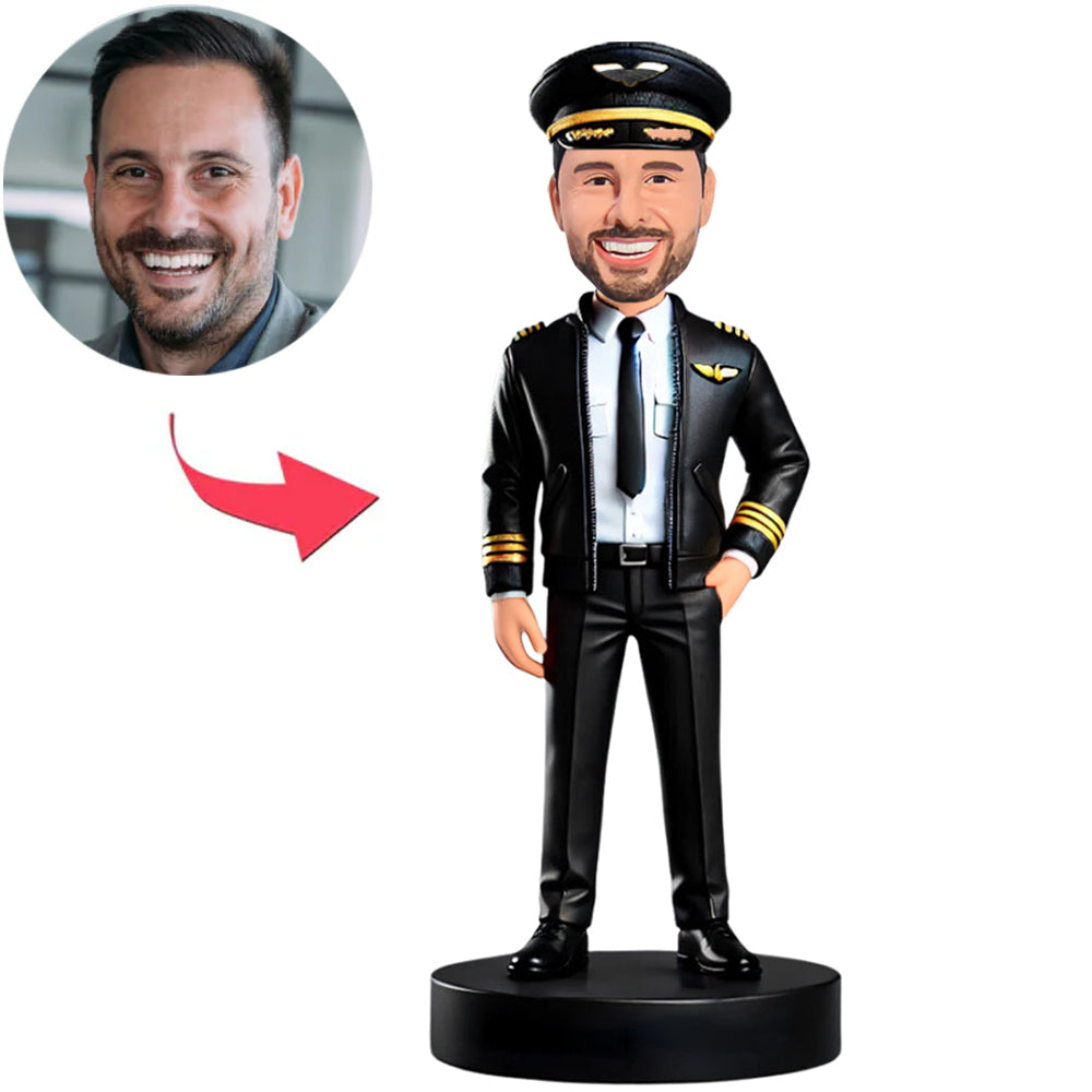 Männlicher Flugbegleiter mit Hut Benutzerdefinierte Bobbleheads