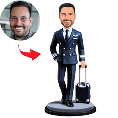 Männlicher Pilot zieht Koffer Benutzerdefinierte Bobbleheads