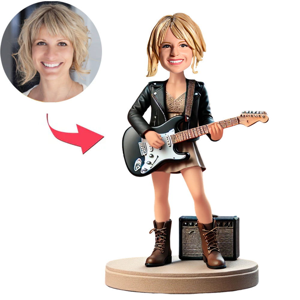 Rock Frau spielt Bass Benutzerdefinierte Bobbleheads