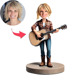 Cowboy Mädchen spielt Gitarre Benutzerdefinierte Bobbleheads