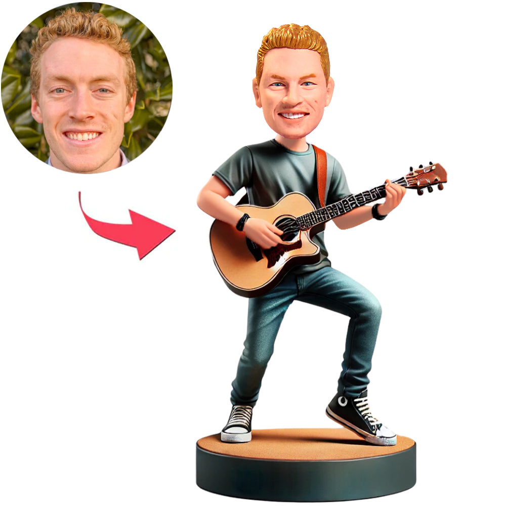 Cooler Junge spielt Gitarre Benutzerdefinierte Bobbleheads
