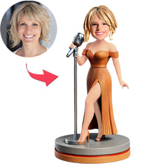 Sängerin in orangem Kleid Benutzerdefinierte Bobbleheads