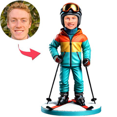 Frau beim Skifahren in Skianzug Benutzerdefinierte Bobbleheads
