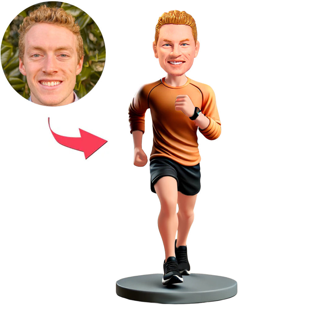 Mann in orangem Hemd laufend Benutzerdefinierte Bobbleheads