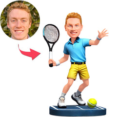 Tennisspieler in blauem Hemd Benutzerdefinierte Bobbleheads