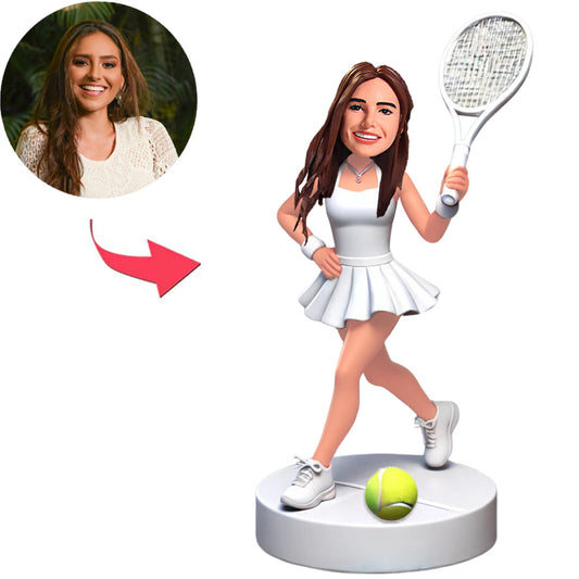 Sexy Tennisspielerin in weißem Anzug Benutzerdefinierte Bobbleheads