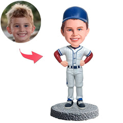 Kleiner Baseballspieler mit blauer Mütze Benutzerdefinierte Bobbleheads