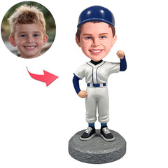Kind Baseballspieler mit blauer Mütze Benutzerdefinierte Bobbleheads