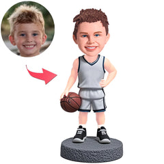 Kind Basketballspieler in grauem Anzug Benutzerdefinierte Bobbleheads