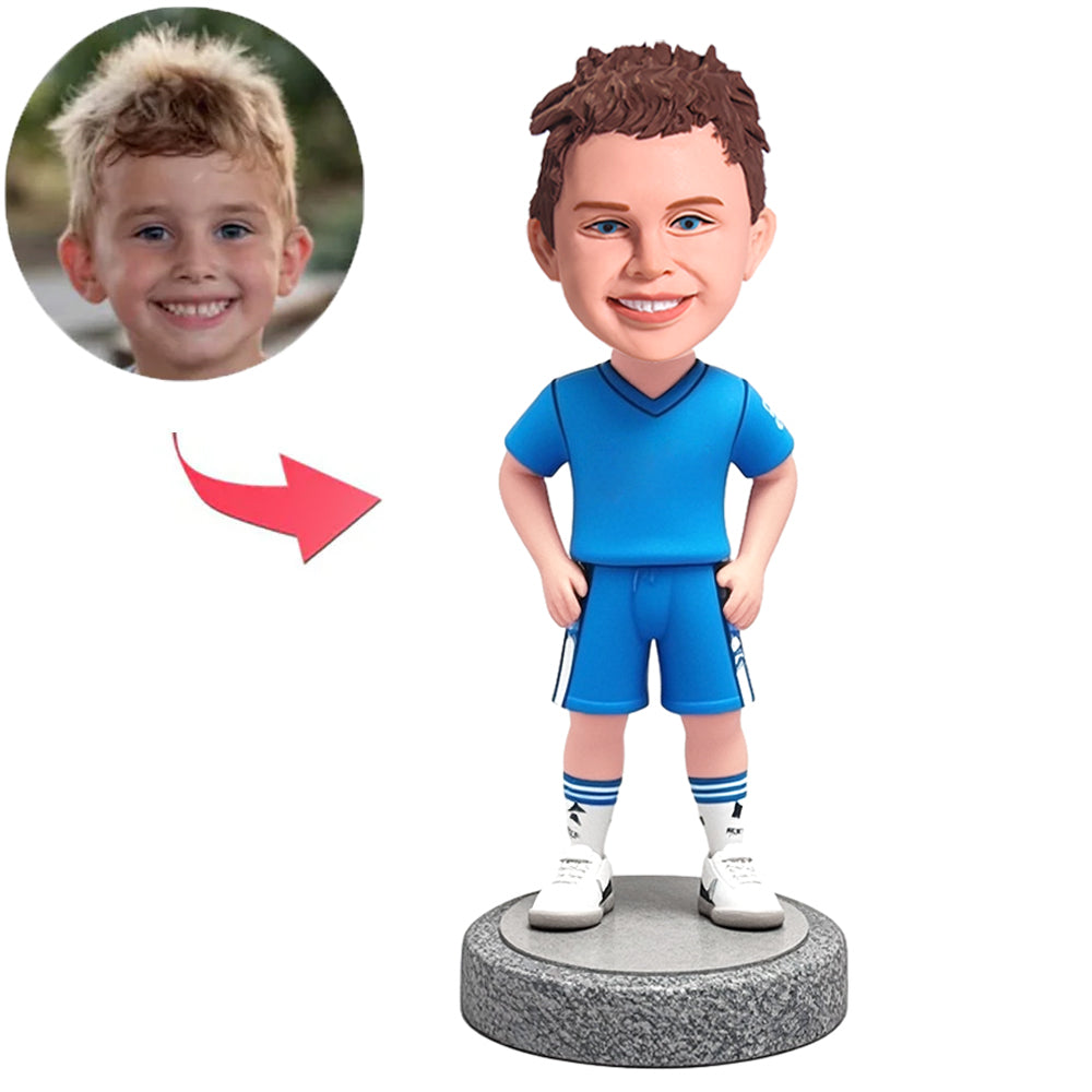 Kind in blauer Anzugkleidung Benutzerdefinierte Bobbleheads