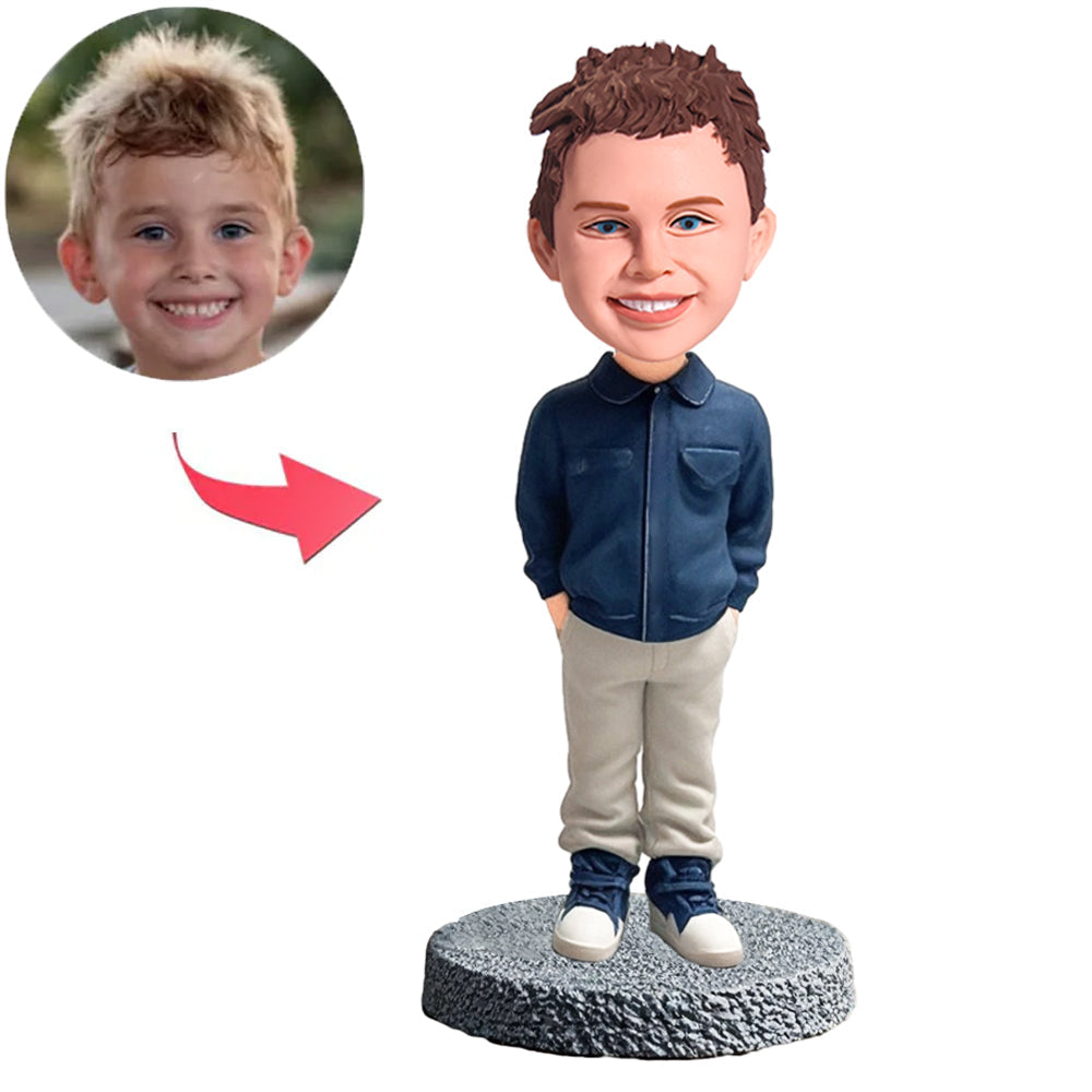 Junge mit Händen in den Taschen Benutzerdefinierte Bobbleheads