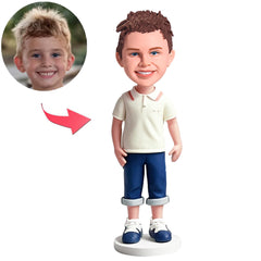 Junge in weißem Hemd Benutzerdefinierte Bobbleheads